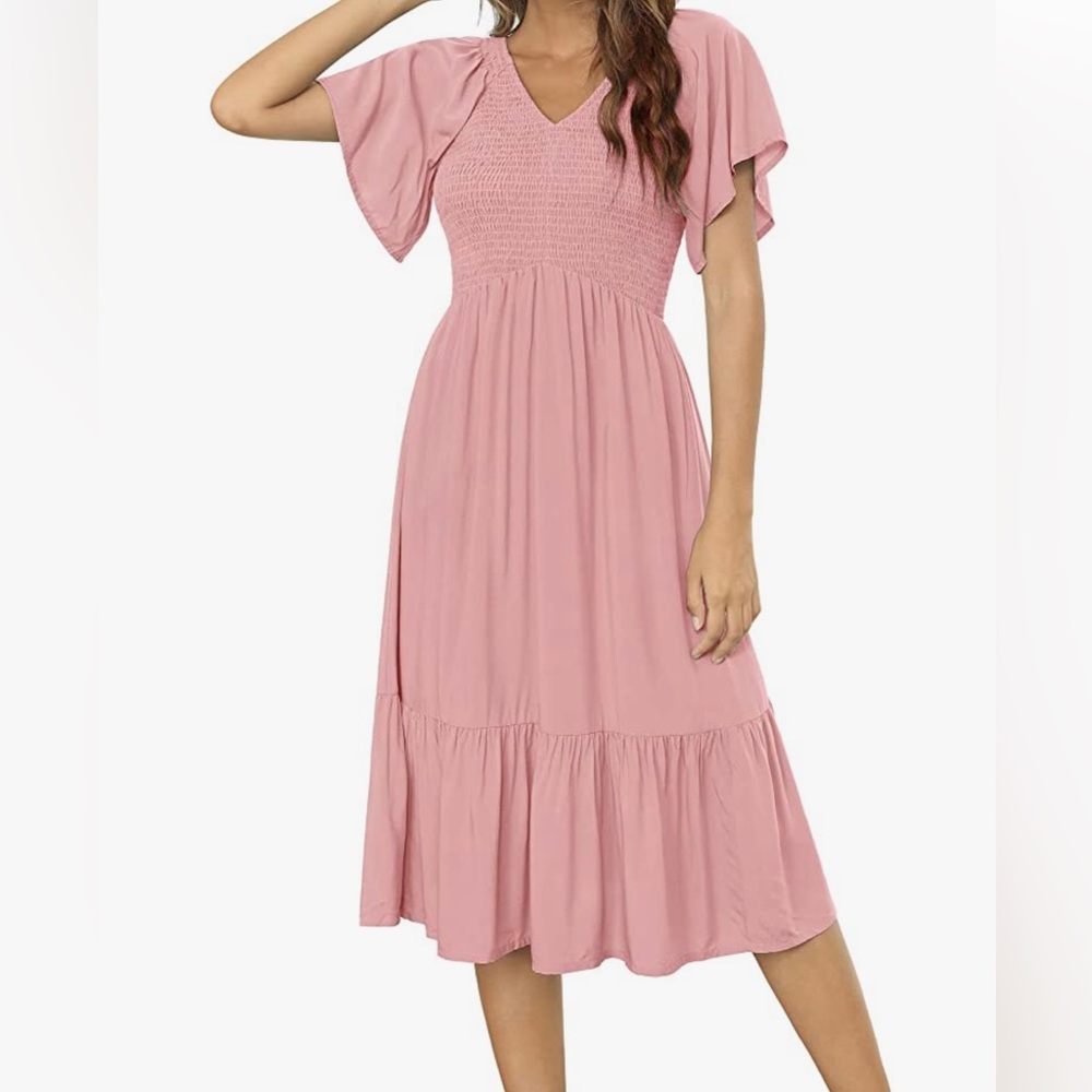 Dusty pink smocked Kranda dress size M